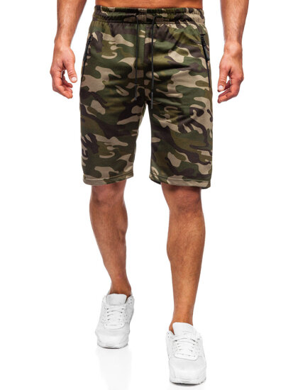 Pantalón corto de chándal camuflaje para hombre verde Bolf JX863