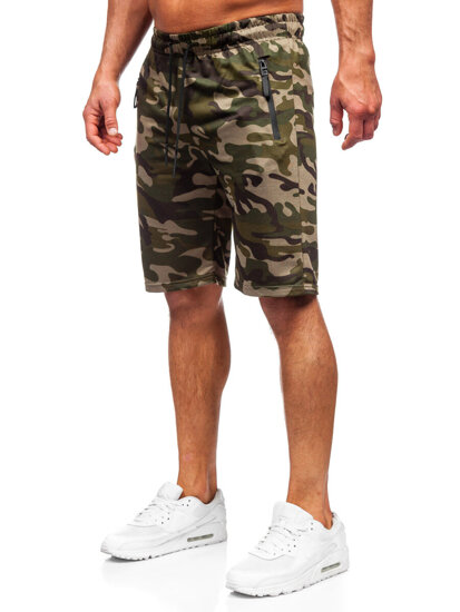 Pantalón corto de chándal camuflaje para hombre verde Bolf JX863