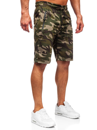 Pantalón corto de chándal camuflaje para hombre verde Bolf JX863