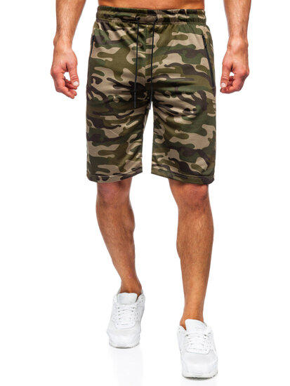 Pantalón corto de chándal camuflaje para hombre verde Bolf JX865