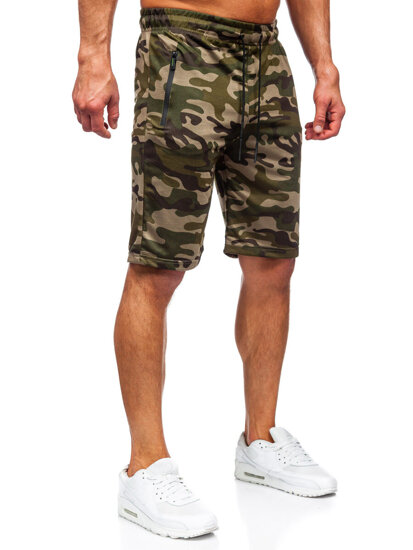 Pantalón corto de chándal camuflaje para hombre verde Bolf JX865