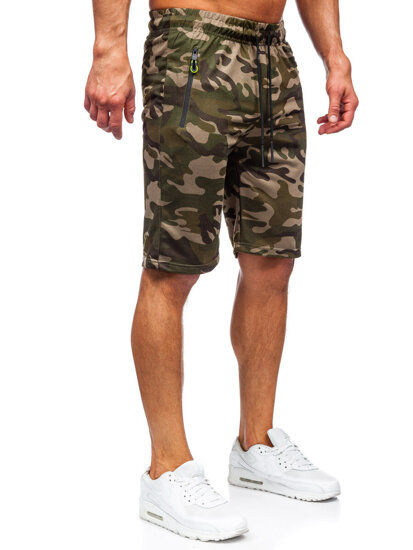 Pantalón corto de chándal camuflaje para hombre verde Bolf JX873