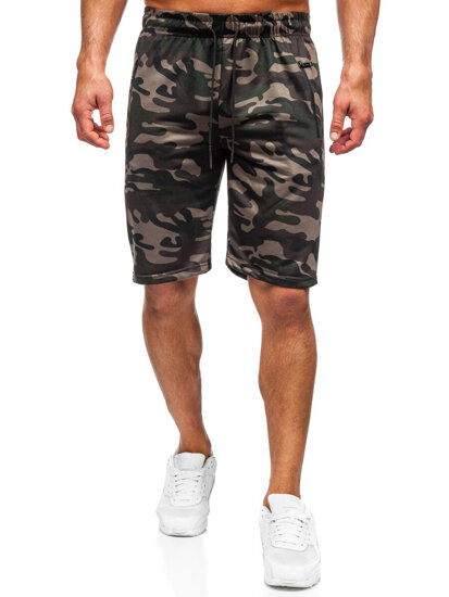 Pantalón corto de chándal camuflaje para hombre verde oscuro Bolf JX862