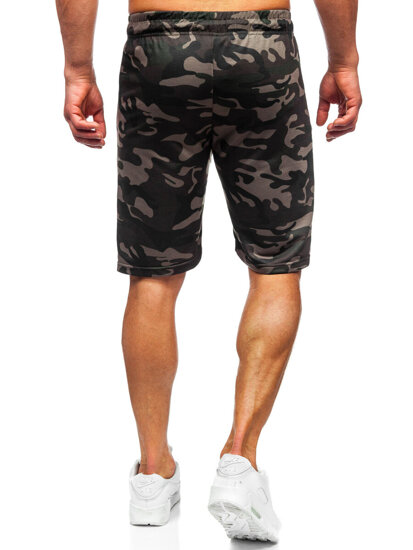 Pantalón corto de chándal camuflaje para hombre verde oscuro Bolf JX863