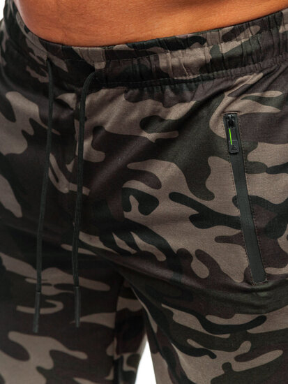 Pantalón corto de chándal camuflaje para hombre verde oscuro Bolf JX865