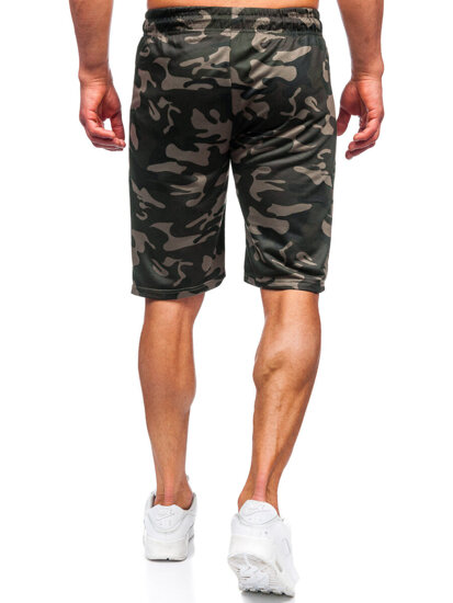 Pantalón corto de chándal camuflaje para hombre verde oscuro Bolf JX873