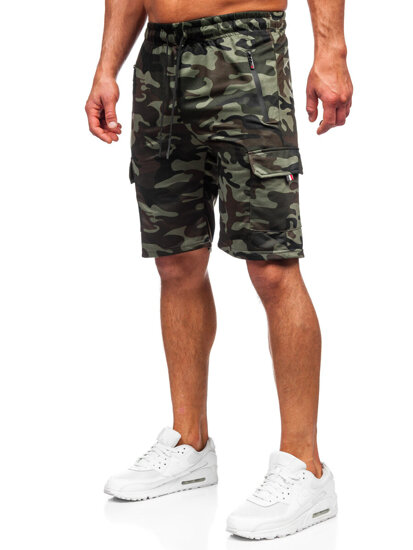 Pantalón corto de chándal cargo camuflaje para hombre caqui Bolf JX875