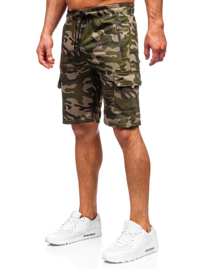 Pantalón corto de chándal cargo camuflaje para hombre verde Bolf JX875