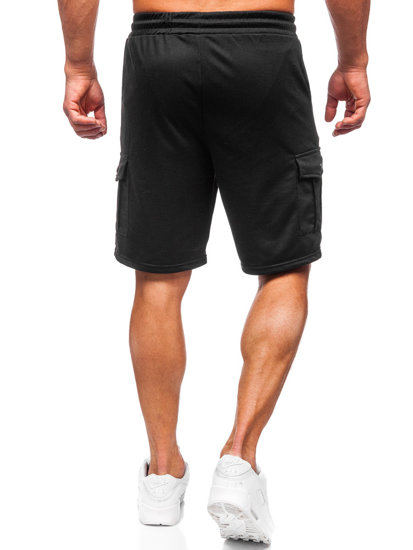 Pantalón corto de chándal cargo para hombre negro Bolf 8K218