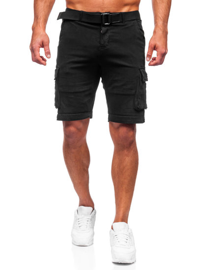 Pantalón corto de combate con cinturón para hombre negro Bolf MP0109NA