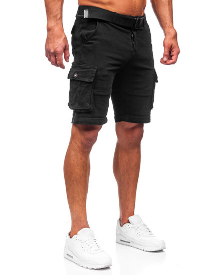 Pantalón corto de combate con cinturón para hombre negro Bolf MP0109NA