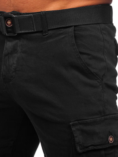 Pantalón corto de combate con cinturón para hombre negro Bolf MP0109NA