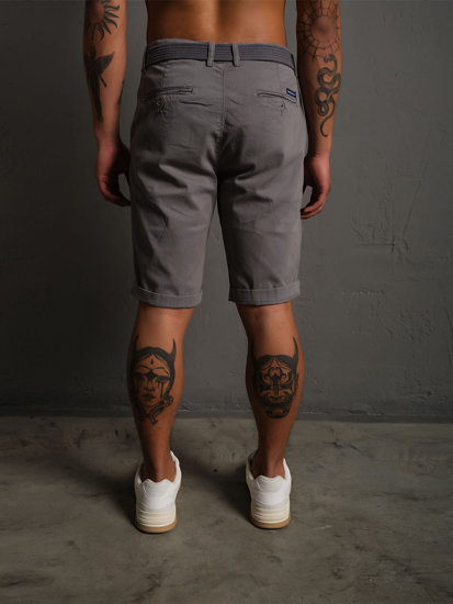 Pantalón corto de tela a rayas para hombre gris Bolf 0010