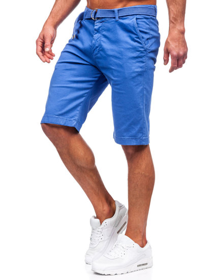 Pantalón corto de tela a rayas para hombre indigo Bolf 0010