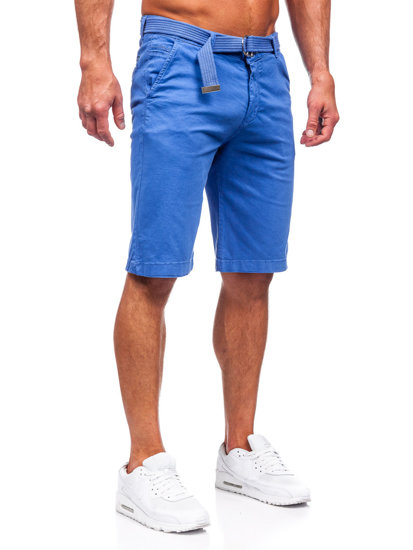 Pantalón corto de tela a rayas para hombre indigo Bolf 0010