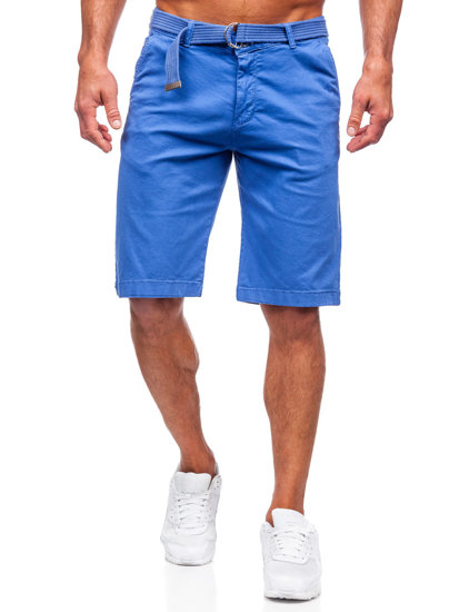 Pantalón corto de tela a rayas para hombre indigo Bolf 0010