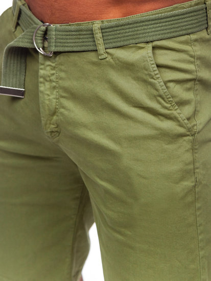 Pantalón corto de tela a rayas para hombre verde Bolf 0010