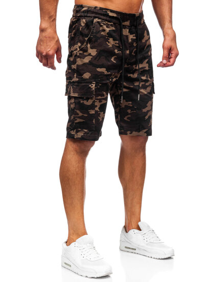 Pantalón corto de tela cargo camuflaje caqui Bolf A-297