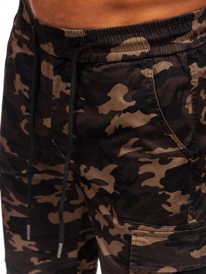 Pantalón corto de tela cargo camuflaje caqui Bolf A-297