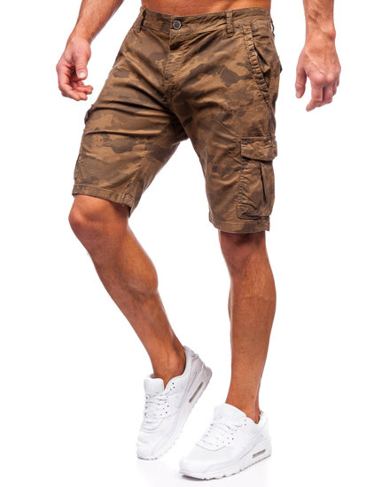 Pantalón corto de tela cargo camuflaje para hombre marrón Bolf ZK8806