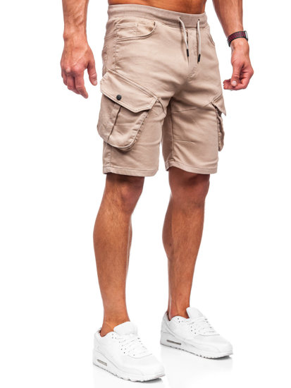 Pantalón corto de tela cargo para hombre beige Bolf 384k