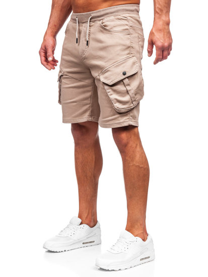 Pantalón corto de tela cargo para hombre beige Bolf 384k