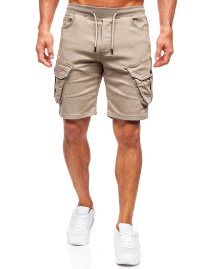 Pantalón corto de tela cargo para hombre beige claro Bolf 384K