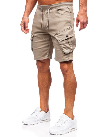 Pantalón corto de tela cargo para hombre beige claro Bolf 384K