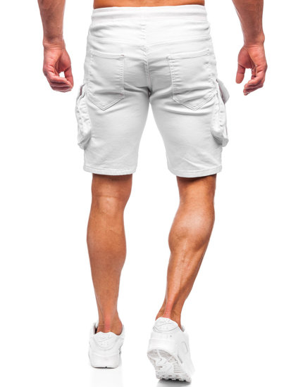 Pantalón corto de tela cargo para hombre blanco Bolf 384K