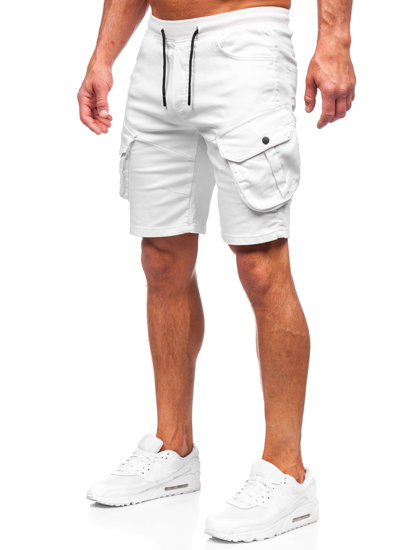 Pantalón corto de tela cargo para hombre blanco Bolf 384K