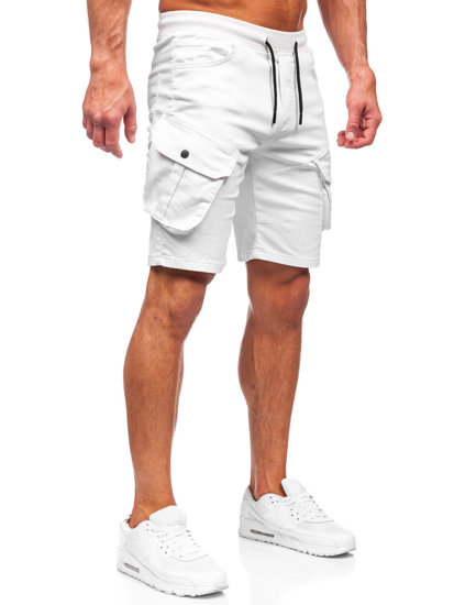 Pantalón corto de tela cargo para hombre blanco Bolf 384K