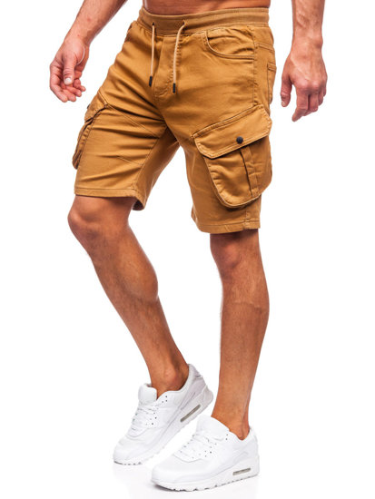 Pantalón corto de tela cargo para hombre camel Bolf 384K