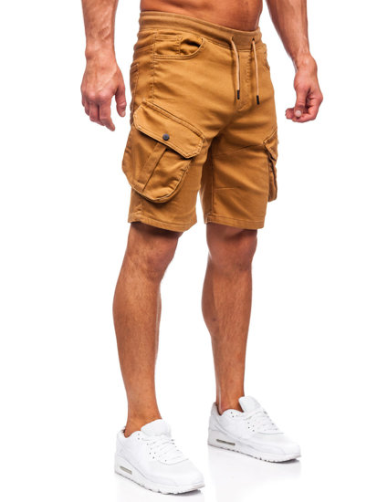 Pantalón corto de tela cargo para hombre camel Bolf 384K