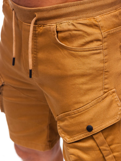 Pantalón corto de tela cargo para hombre camel Bolf 384K