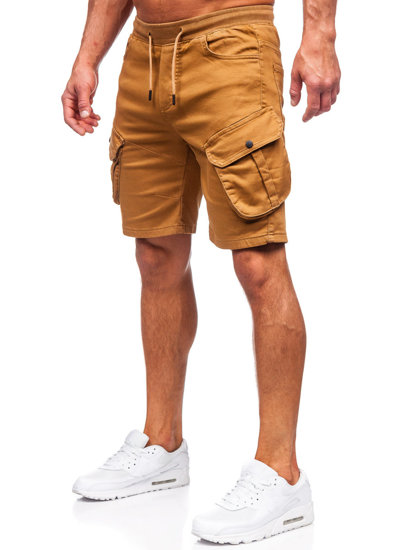 Pantalón corto de tela cargo para hombre camel Bolf 384K