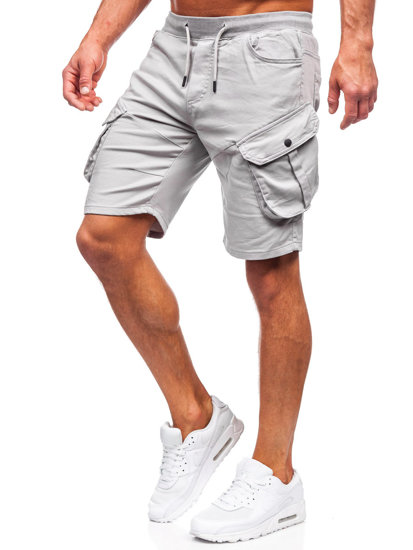 Pantalón corto de tela cargo para hombre gris Bolf 384K