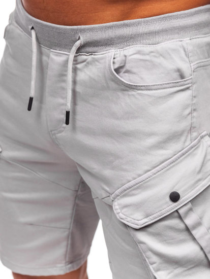 Pantalón corto de tela cargo para hombre gris Bolf 384K