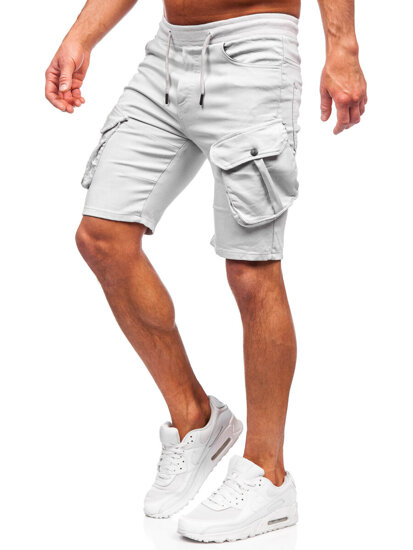 Pantalón corto de tela cargo para hombre gris claro Bolf 384K