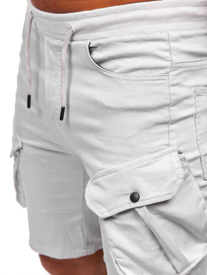 Pantalón corto de tela cargo para hombre gris claro Bolf 384K