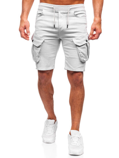 Pantalón corto de tela cargo para hombre gris claro Bolf 384K