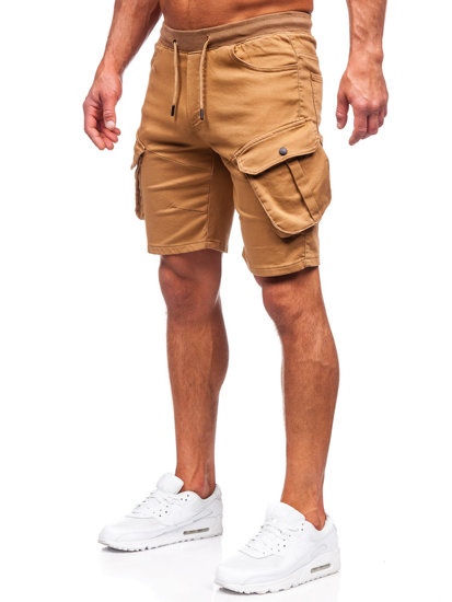 Pantalón corto de tela cargo para hombre marrón Bolf 384K