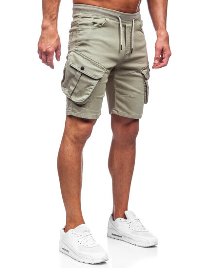 Pantalón corto de tela cargo para hombre verde claro Bolf 384K