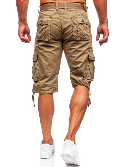 Pantalón corto de tela tipo cargo con cinturón para hombre camel Bolf 77885