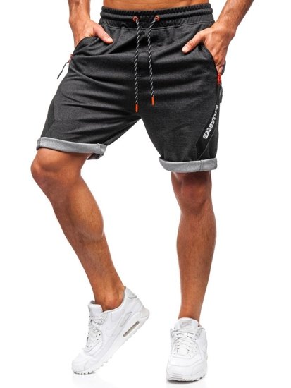 Pantalón corto deportivo para hombre negro y naranja Bolf Q3875