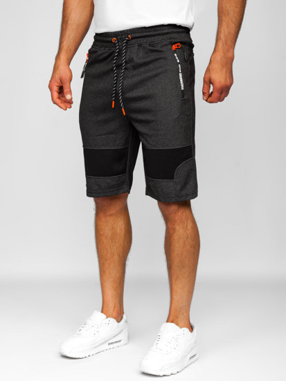 Pantalón corto deportivo para hombre negro y naranja Bolf Q3877