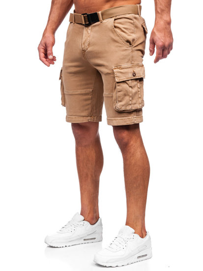 Pantalón corto tipo cargo con cinturón para hombre camel Bolf MP0109K