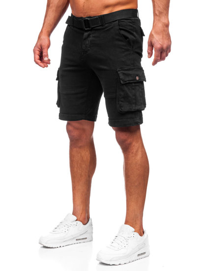 Pantalón corto tipo cargo con cinturón para hombre negro Bolf MP0109N