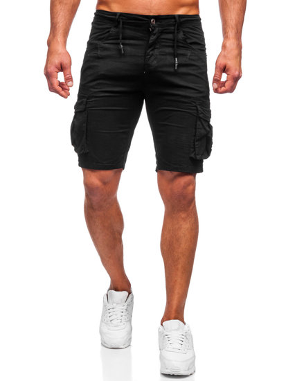 Pantalón corto tipo cargo shorts para hombre negro Bolf BB70011