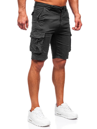 Pantalón corto tipo cargo shorts para hombre negro Bolf XX160086