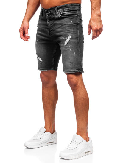 Pantalón corto vaquero para hombre negro Bolf 0386